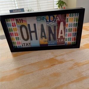 OHANA License Plate Collage Framed Sign - Multicolor